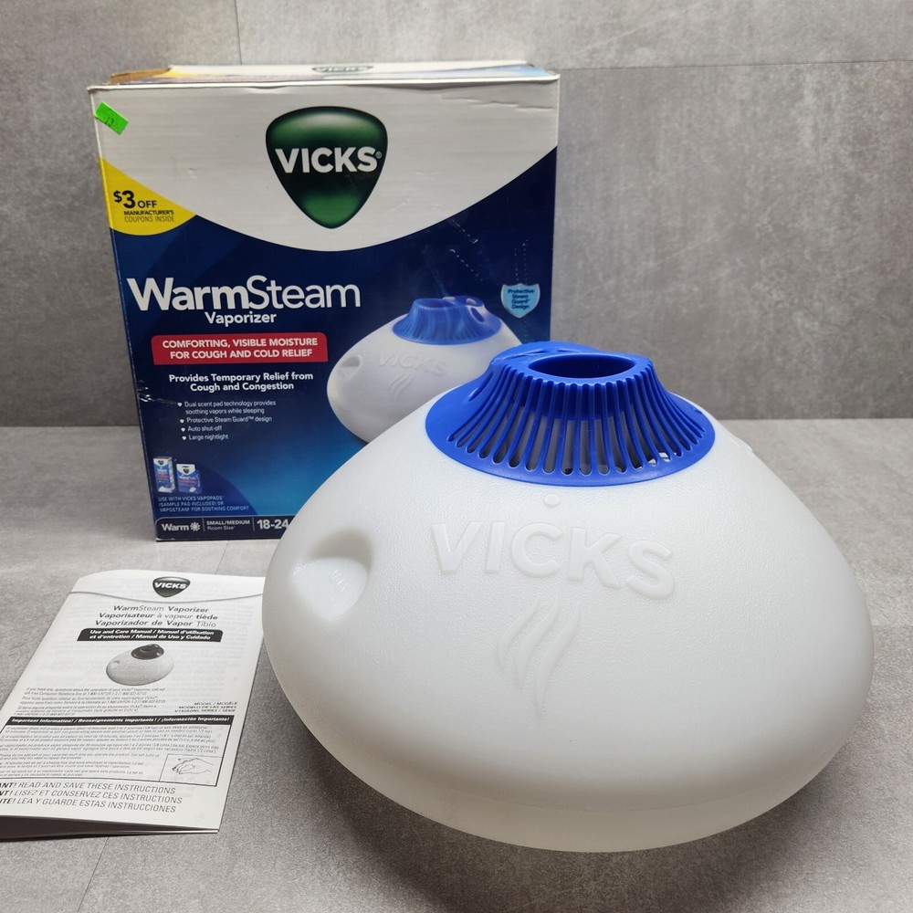 Vicks WarmSteam Vaporizer Humidifier 1.5 Gallon V150SGN, Used with Box, Tested