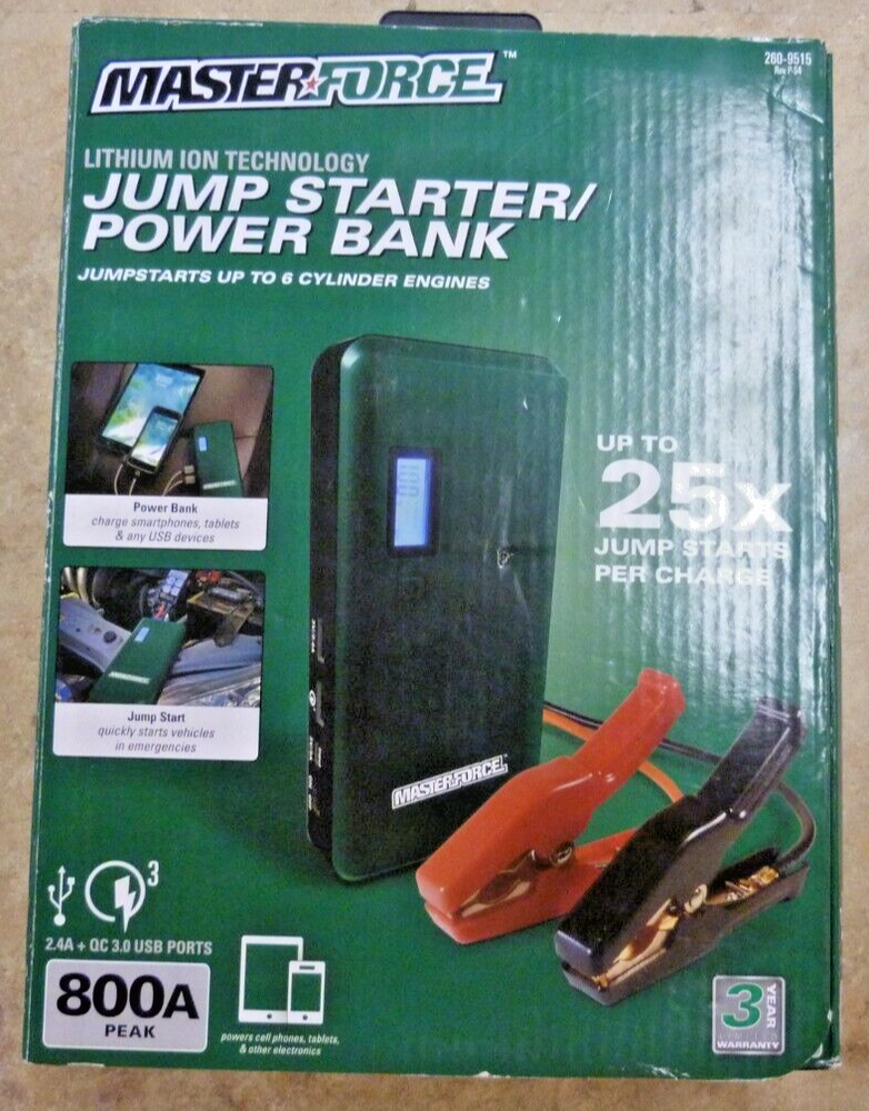 MASTER FORCE Lithium Ion Technology Jump Starter/Power Bank #260-9515