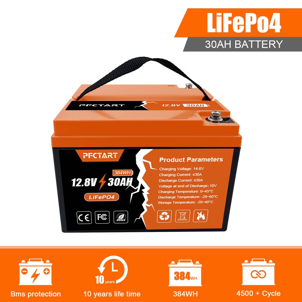 12V 30Ah Deep Cycle LiFePO4 Lithium Battery 30A BMS for Golf Car Trolling Motor