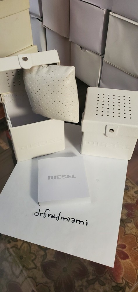 DIESEL WATCH BOXES WITH PILLOW WHITE ON WHITE 100% AUTHENTIC,  set with 4 boxes
