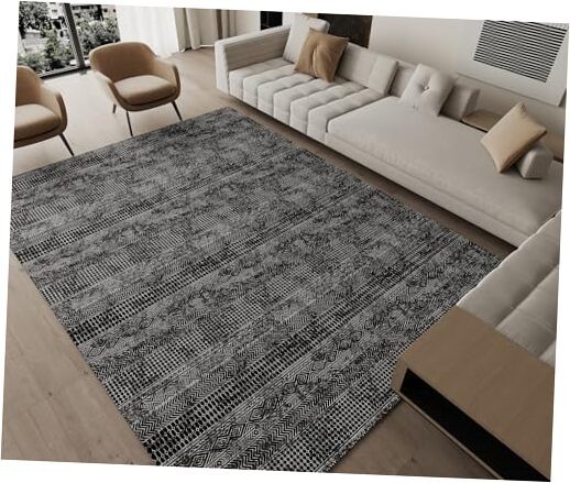Ultra Thin Non-Slip Washable Moroccan 9x12 Rug for Living Room Upgraded Design