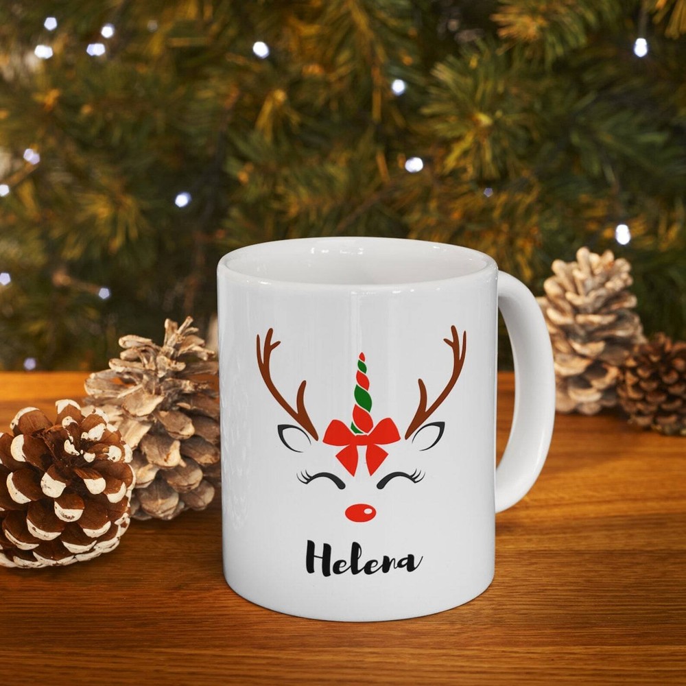 Personalized Christmas Mug Custom Name Holiday Gift Family Gift Reindeer Coffee