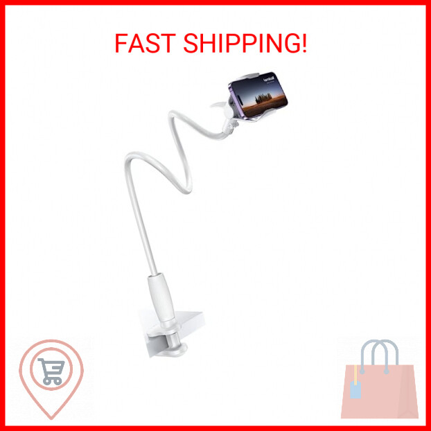 Lamicall Gooseneck Phone Holder for Bed - 360 Adjustable Clamp Clip, Overhead Ce