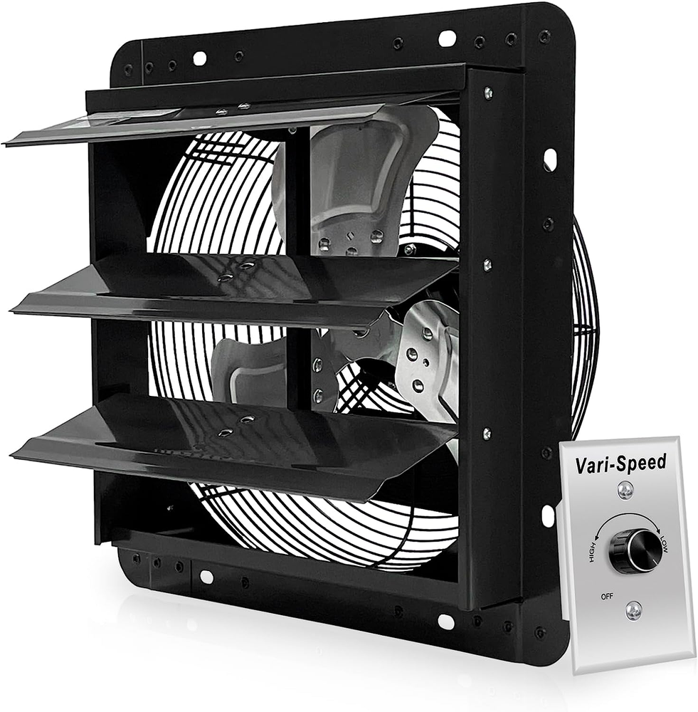 12 Inch Shutter Exhaust Fan with Variable Speed Controller,1450Cfm Wall Mounted