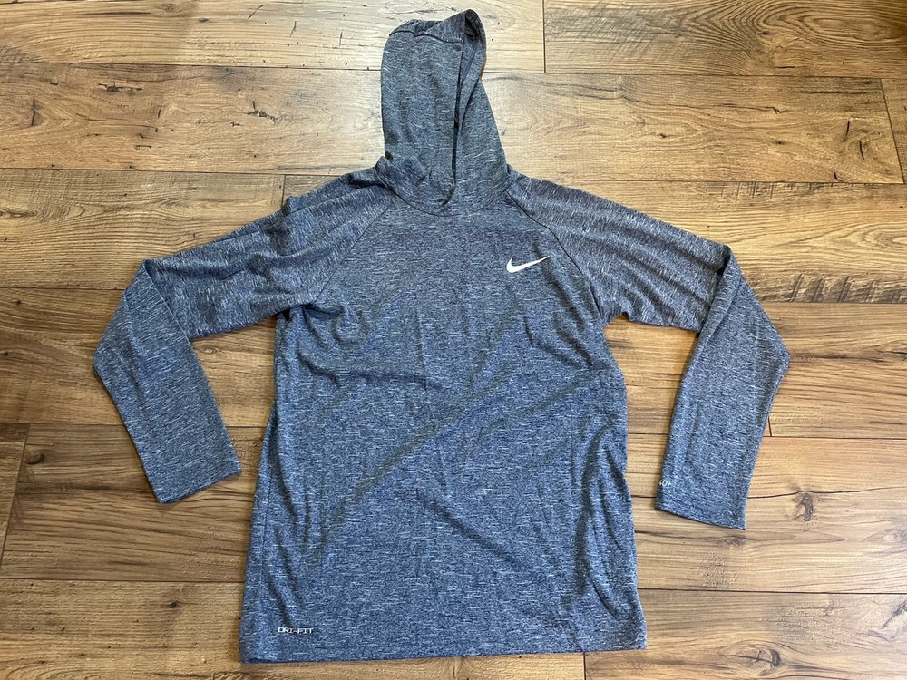 Nike Swim Shirt Long Sleeve Hoodie Dri-Fit UPF 40+ Blue Size Large