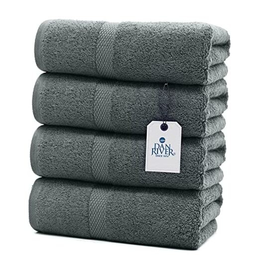 Premium 27x54 Ring-Spun Cotton Bath Towels - 4-Pack in Soft Gray