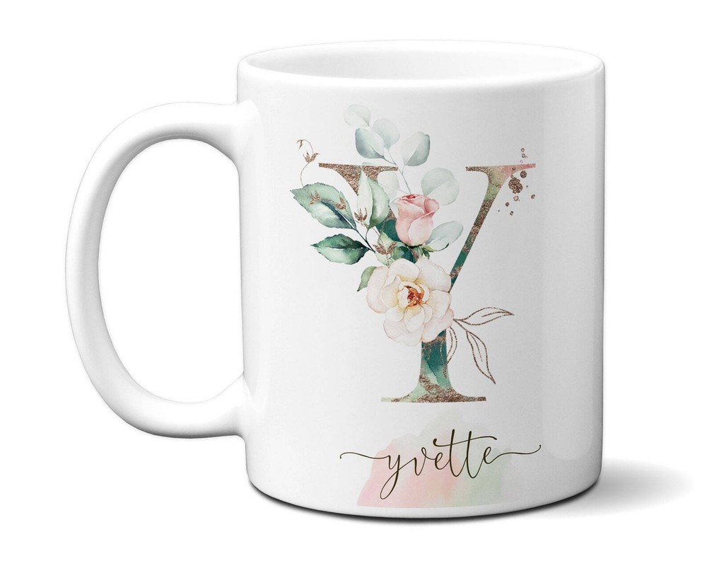 Personalized Floral Letter Cup Birthday Gift for Daughter Sister