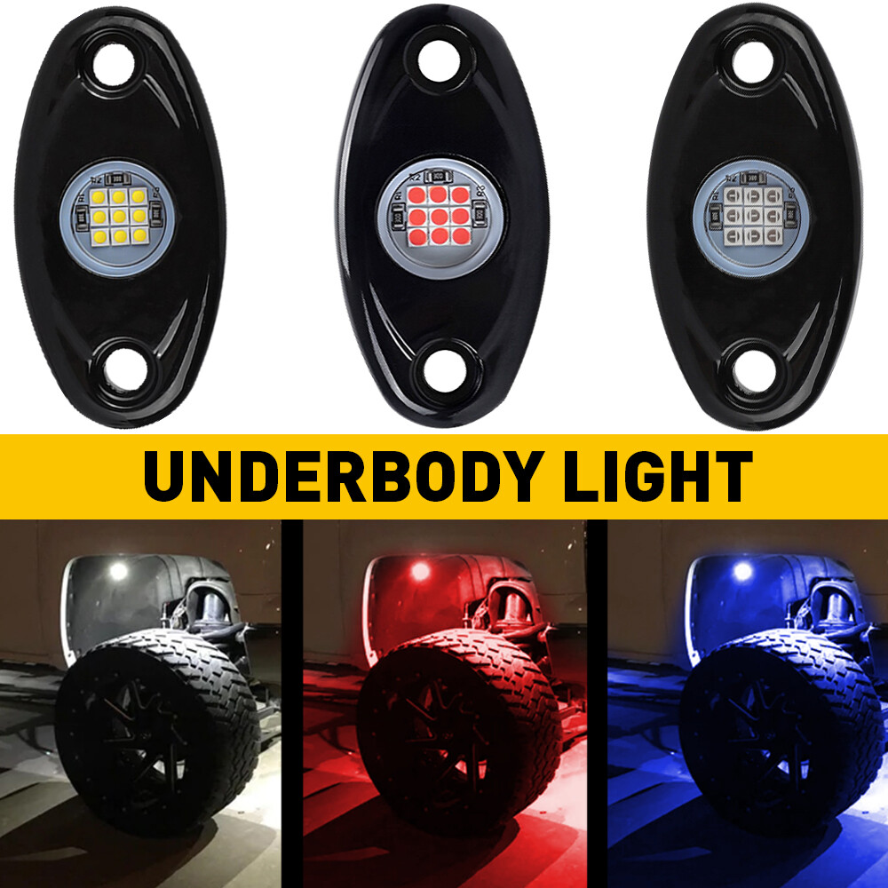 Red LED Rock Light Kit 4 Pods Off-Road Underbody Wheel Lights for Jeep Truck UTV ATV