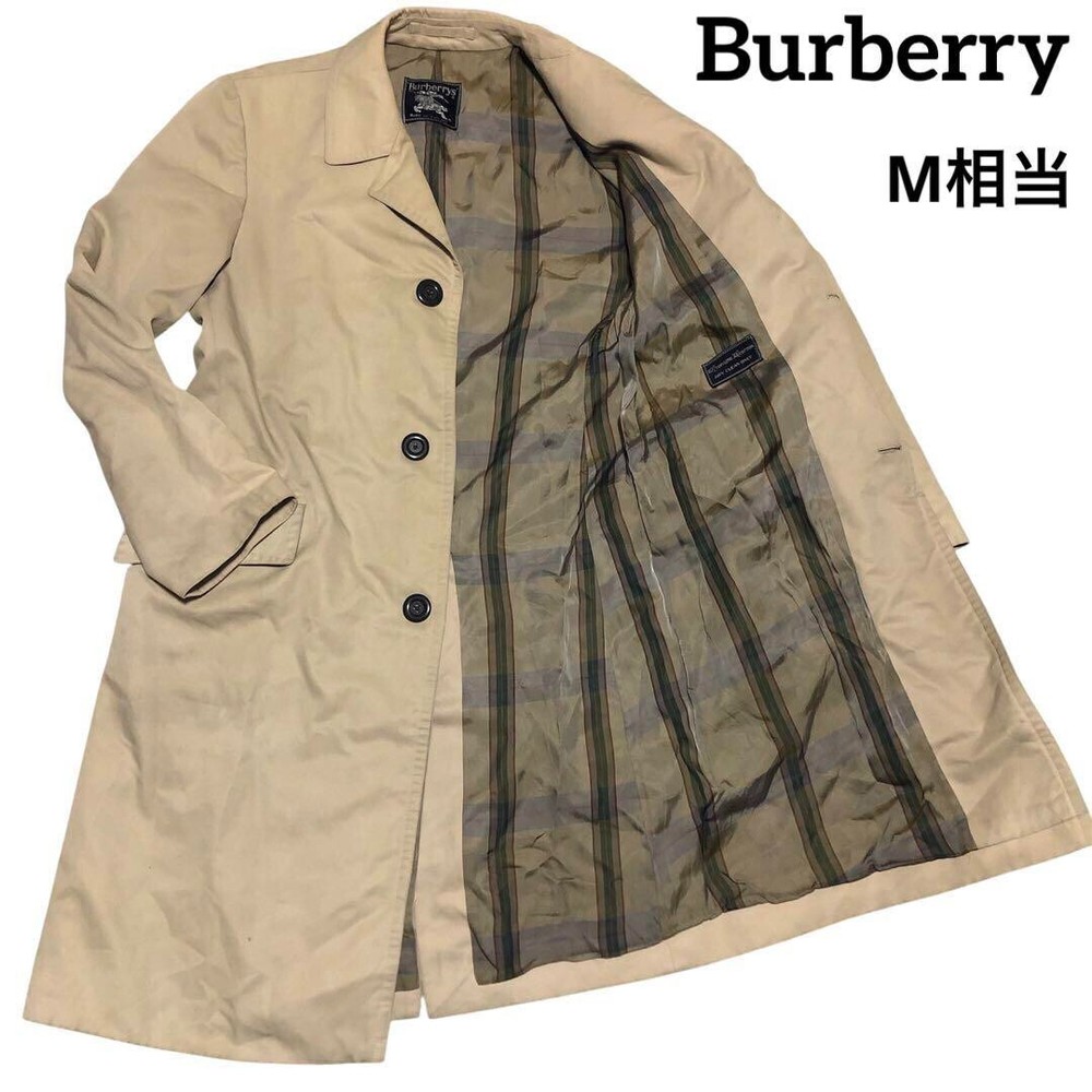Burberry Soutien collar Coat Long Coat Check Beige Vintage Men Size Free Used