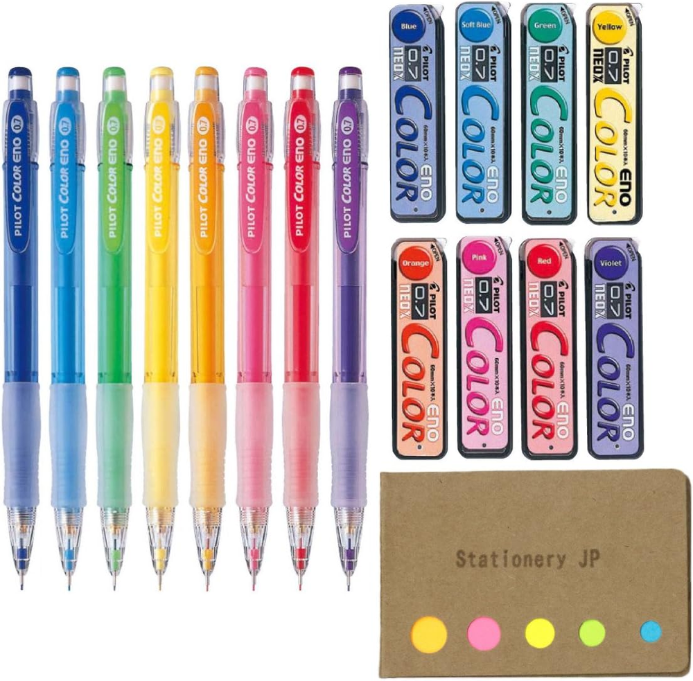 Pilot Color Eno Mechanical Pencil, 0.7Mm, 8 Colors, Refillable, Smooth Writing,