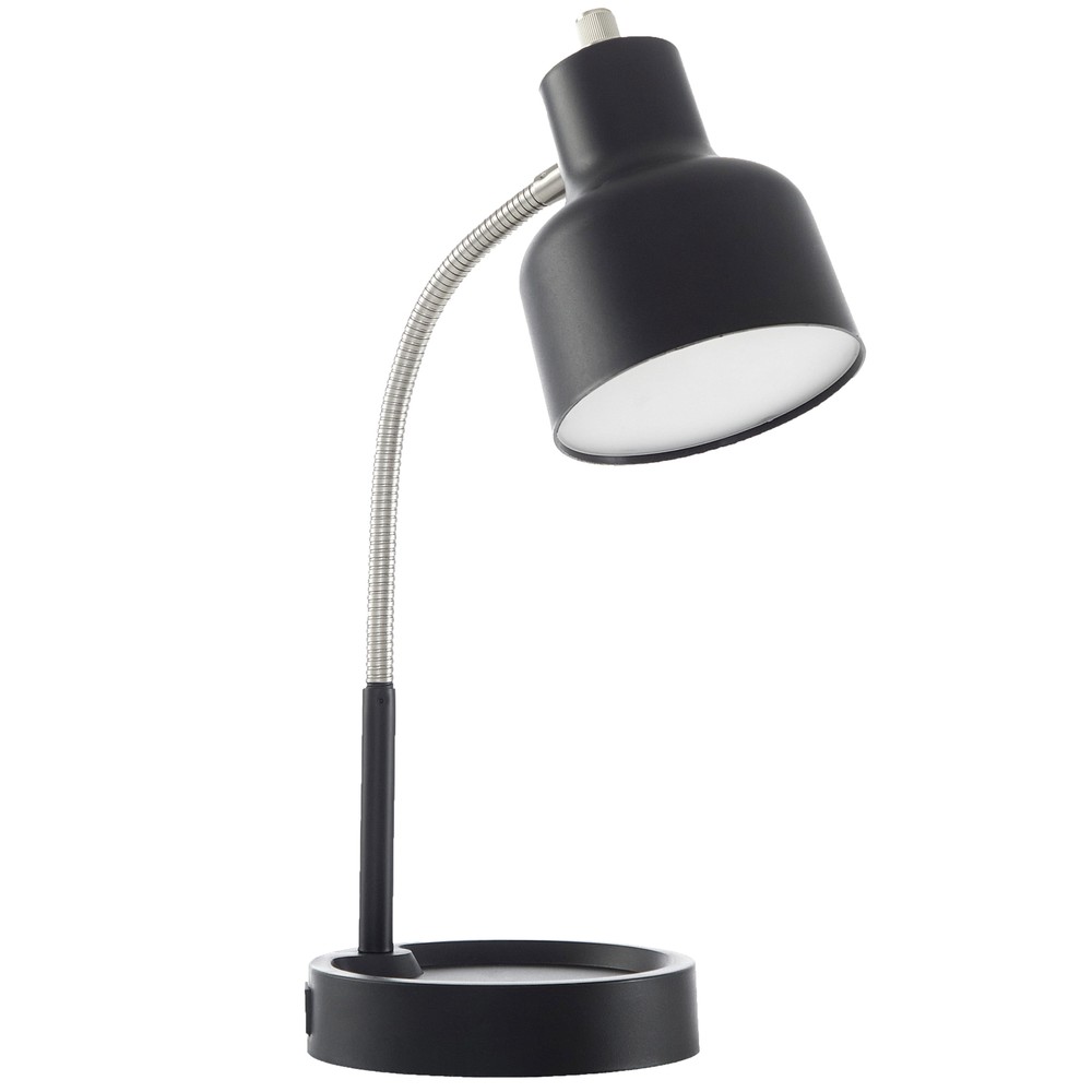 Matte Black,LED Desk Lamp with Catch-All Base & AC Outlet
