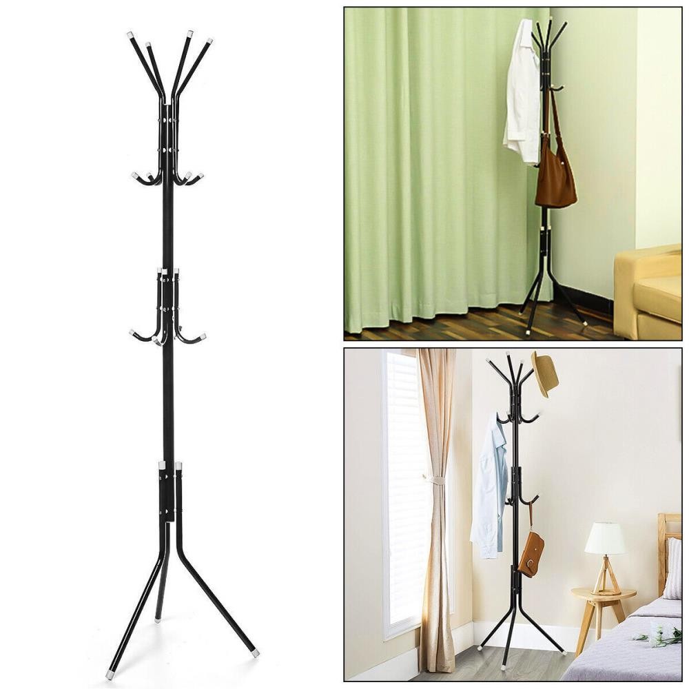 12-Hook Coat Rack Stand for Hats Bags Umbrellas Clothes Organizer