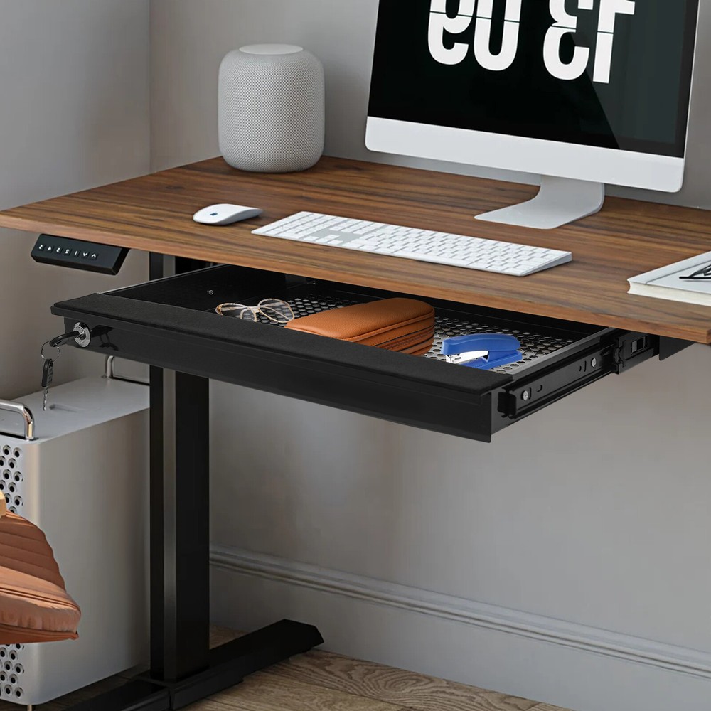 Black Under-Desk Drawer Storage Organizer for Standing Desks – Pull-Out Drawer for Efficient Workspace Organization