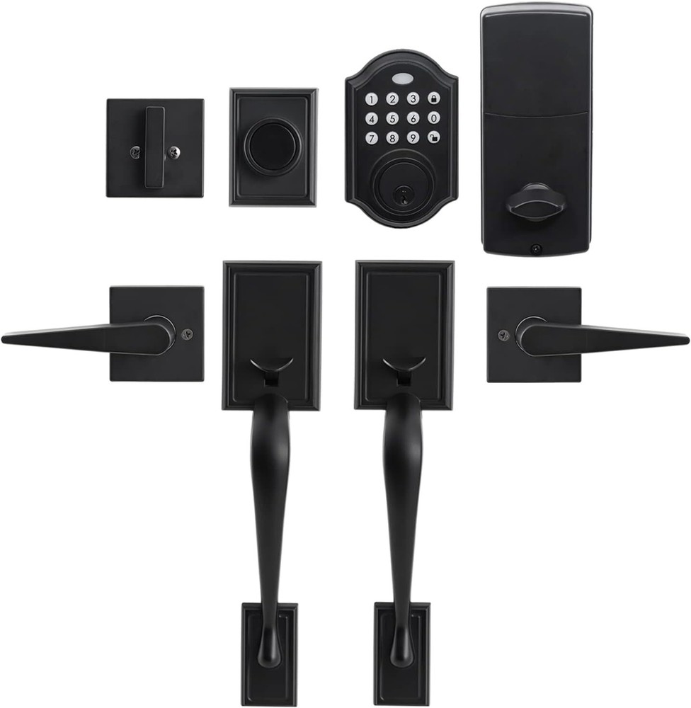 Kiyaci Smart Keypad Double Door Lock Set with Handle and Key Entry  