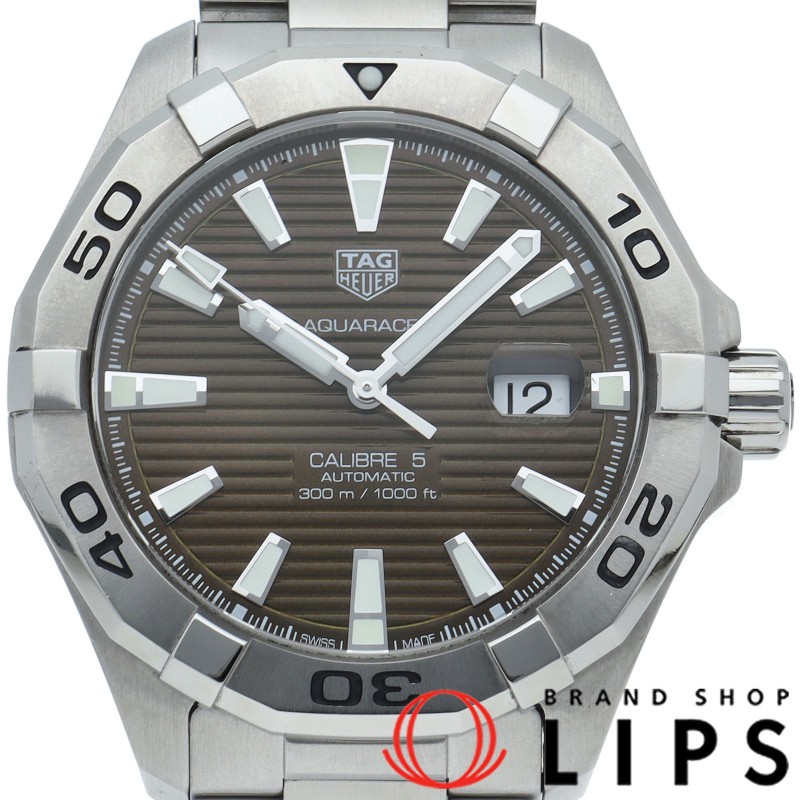 TAG Heuer Aquaracer Calibre 5 Men's Watch WAY2018 BA0927 Brown Dial Stainless Steel Box Papers