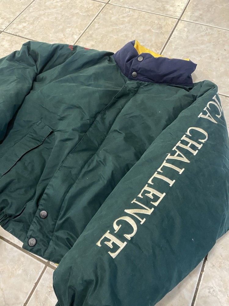 Vintage 90s Nautica J Class Green Down Puffer Jacket Mens XL Sailing