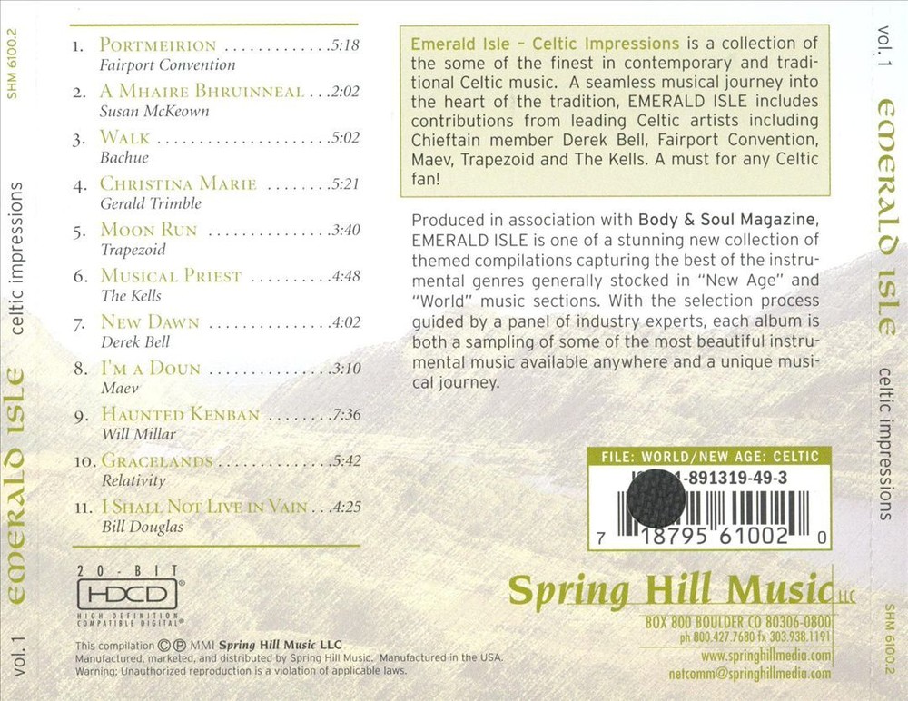 VARIOUS ARTISTS BODY & SOUL COLLECTION: EMERALD ISLE NEW CD