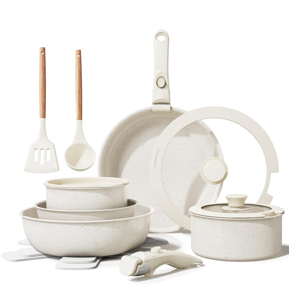 Ceramic Non-Toxic Cookware Set with Utensils 17-Piece Kitchen Collection
