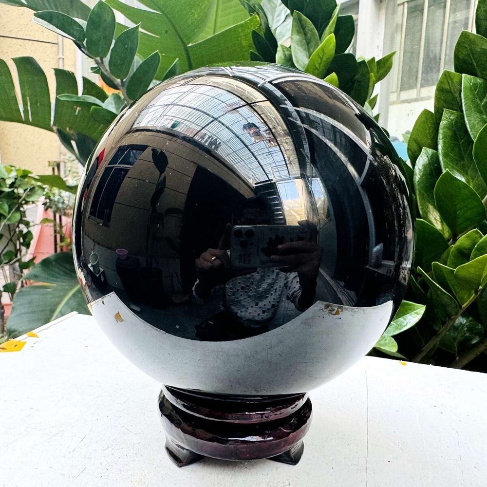 9.61LB  Natural black obsidian ball repair quartz crystal ball gift Healing