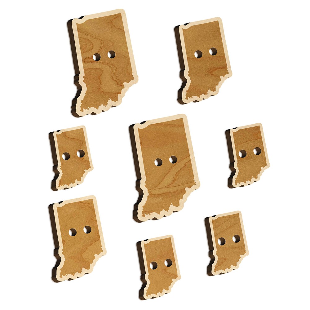 Indiana State Silhouette Wood Buttons for Sewing Knitting Crochet DIY Craft