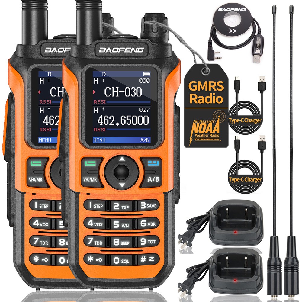 2PCS BAOFENG GM21 GMRS Radio NOAA Type-c Rechargeable Long Range Walkie Talkies