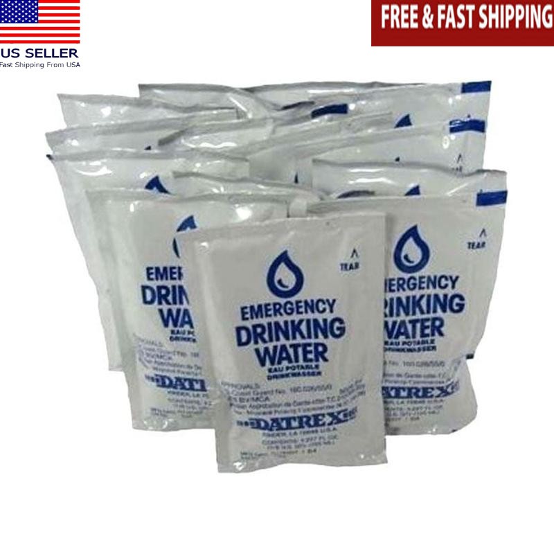 Emergency Water Pouch 125ml 64 Pack Survival Kit Long-Lasting Durable