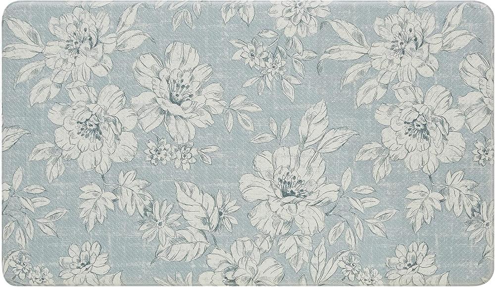 Anti-Fatigue Kitchen Mat with Iris Floral Design – Stain, Water & Fade Resistant Support