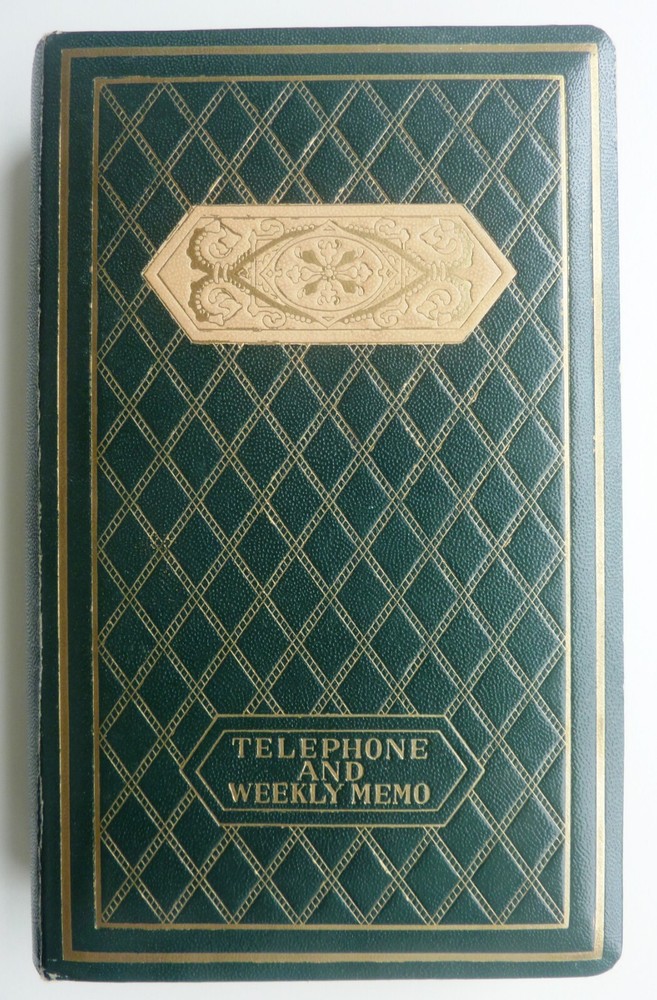 Vintage Green Leatherette Telephone And Weekly Memo Book Japan