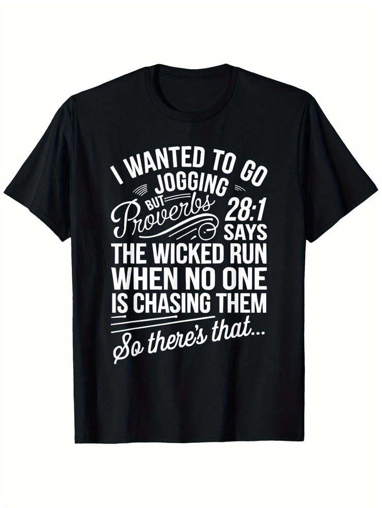 Unisex Black Humor T-Shirt with Funny Christian Jogging Quote