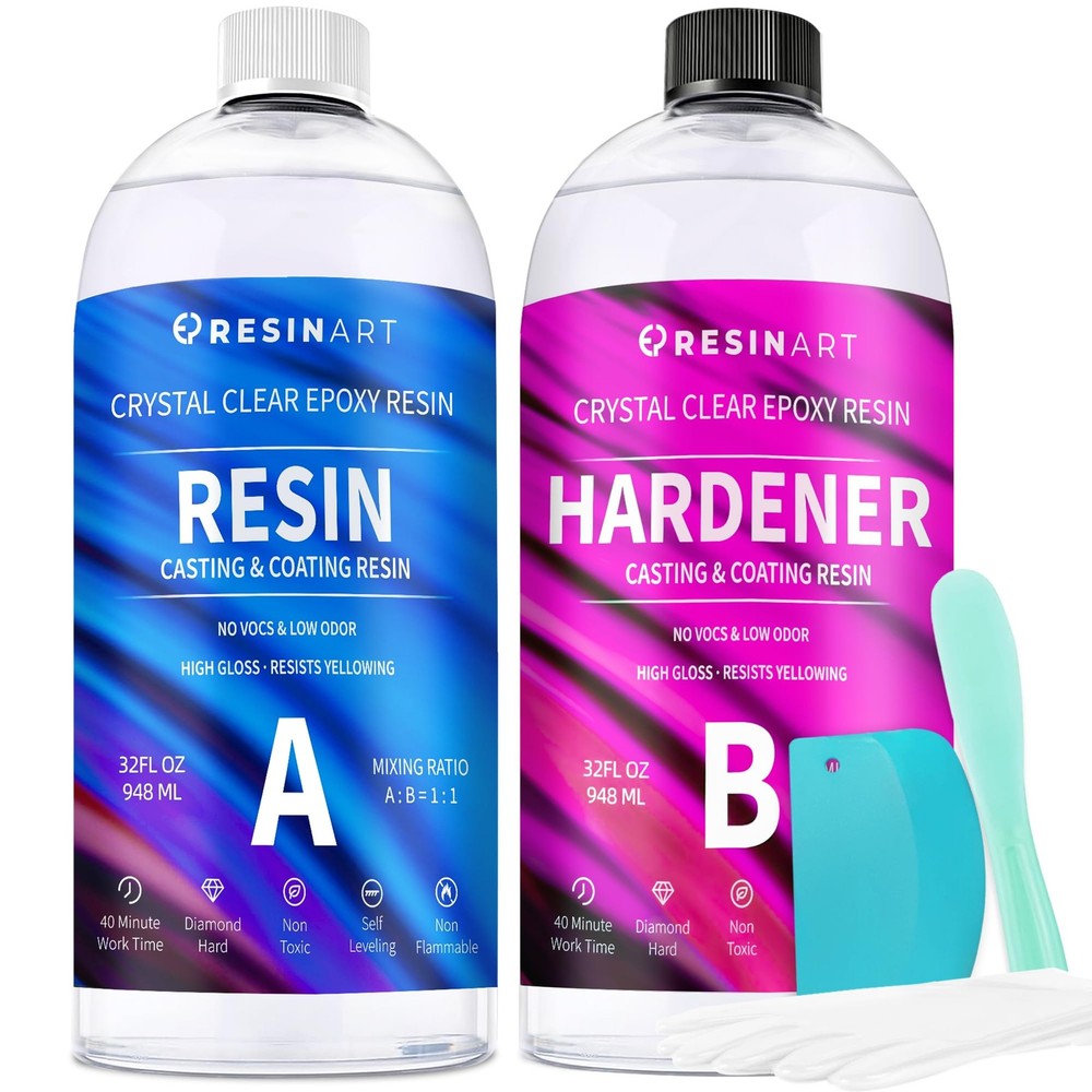 Crystal Clear 64oz Epoxy Resin Kit Non-Yellowing High Gloss Finish