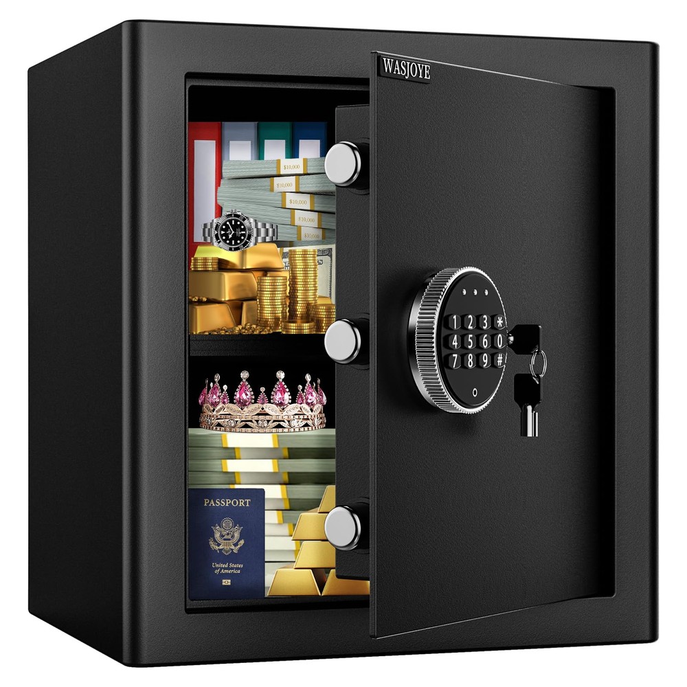 Digital Security Home Safe Box with Electronic Keypad & Key Lock  