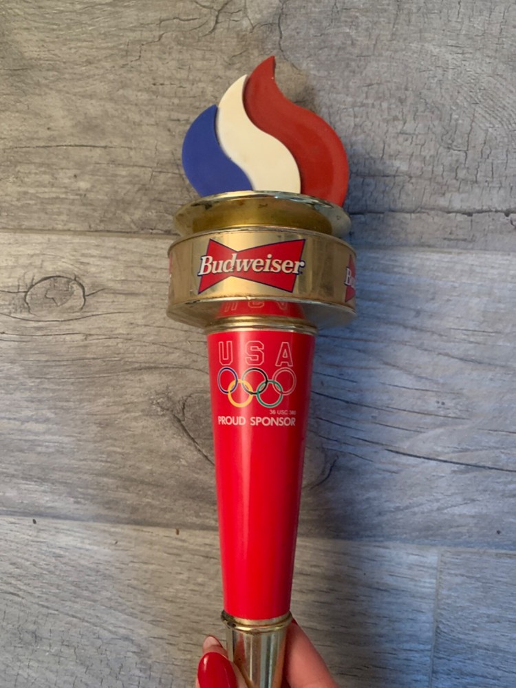 Vintage Budweiser USA Olympic Sponsor Torch Flame Beer Tap Handle Plastic