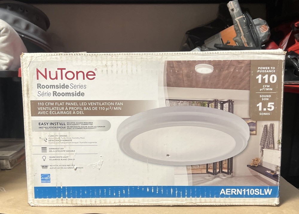 NuTone 110 CFM Humidity Sensing Bath Fan with Round LED Light Panel