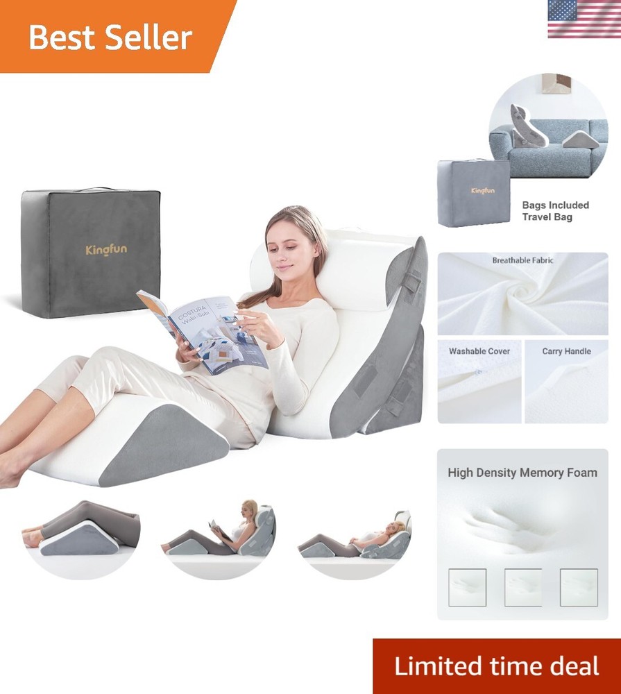 4pcs Orthopedic Bed Wedge Pillow Set for Post-Surgery Support & Comfortable Sleep Memory Foam