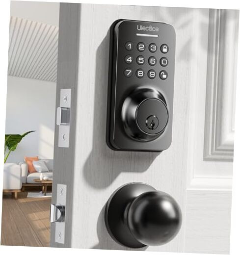 Smart Keyless Entry Deadbolt Lock with Handle for Front Doors