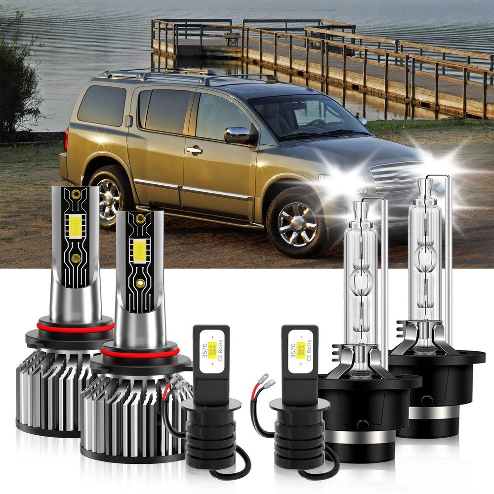 For Infiniti QX56 2004-2010 6X LED HID Headlight High Low Beam + Fog Light Bulb