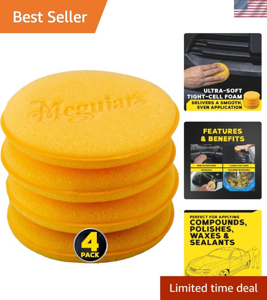 4-inch foam applicator pads 4-pack for car waxing and polishing
