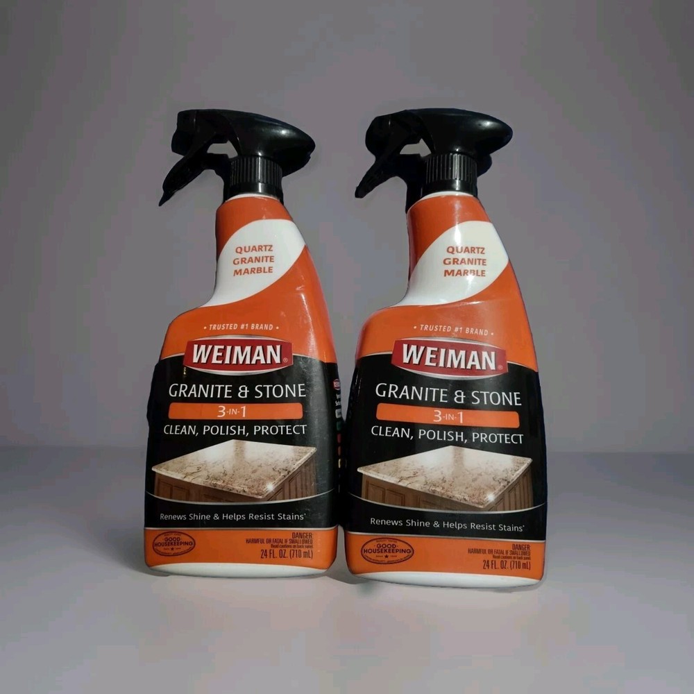 (2-Pk) Weiman GRANITE STONE Marble Countertops 3-IN-1 CLEAN POLISH PROTECT RENEW
