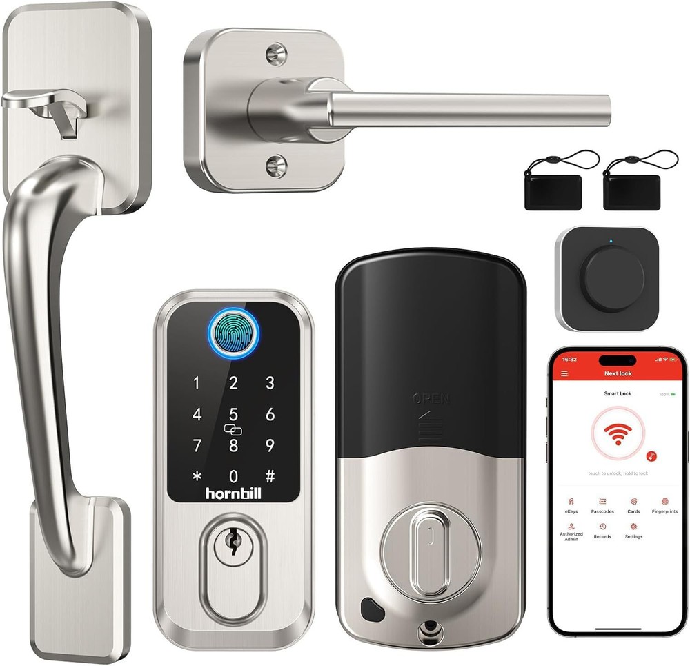 Biometric WiFi Smart Door Lock with Fingerprint Keyless Entry and Deadbolt Handle 1556-image