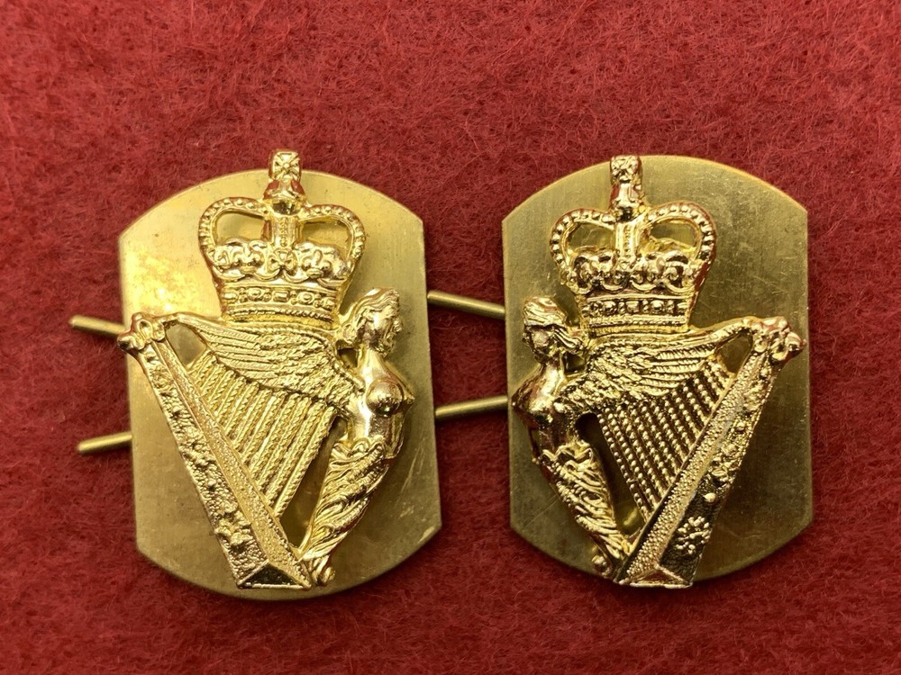 PAIR of Staybrite ULSTER DEFENCE REGIMENT Collar Badges