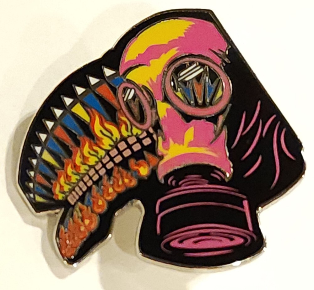 Phish AJ Masthay Gas Mask Lapel Pin Enamel Hampton Coliseum VA 2009 bass bomb
