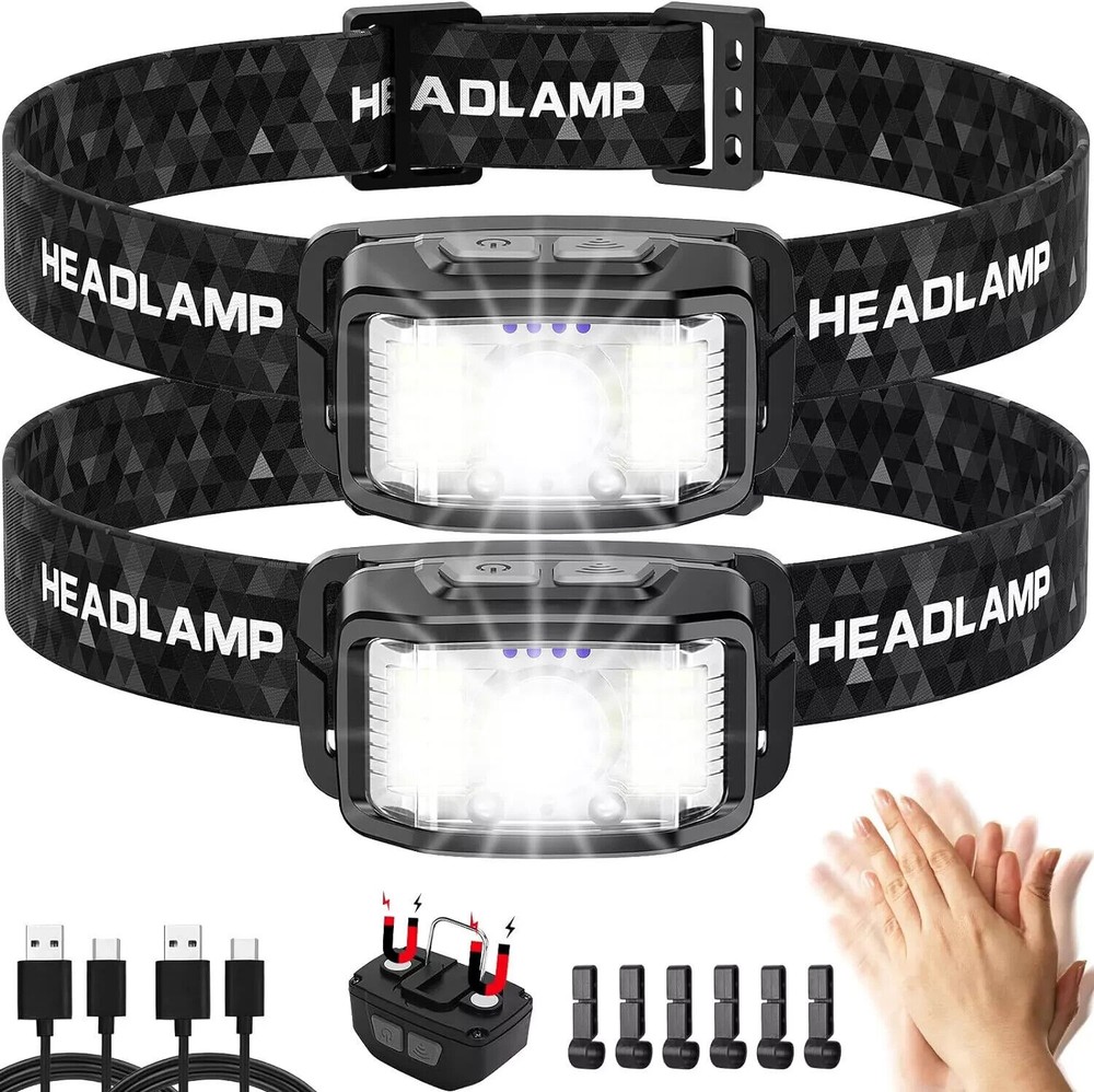 Headlamp Rechargeable2 Pack 2000 Lumen Ultra Bright Led Headlamp16 Modes