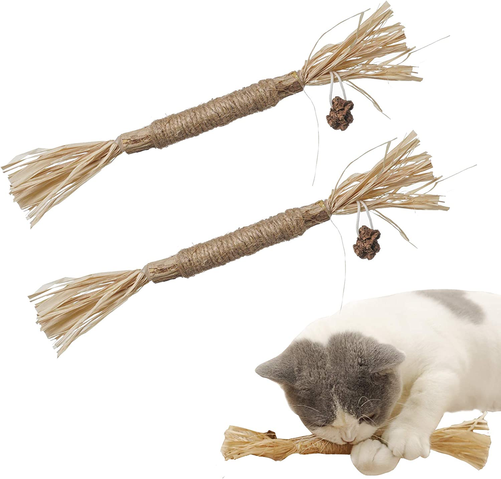 Catnip Chew Toys 2 Pack - Silvervine Sticks, Teeth Cleaning, Indoor Cats