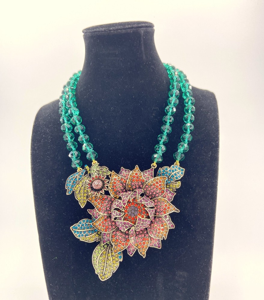HEIDI DAUS Late Bloomer Floral Crystal Masterpiece Necklace