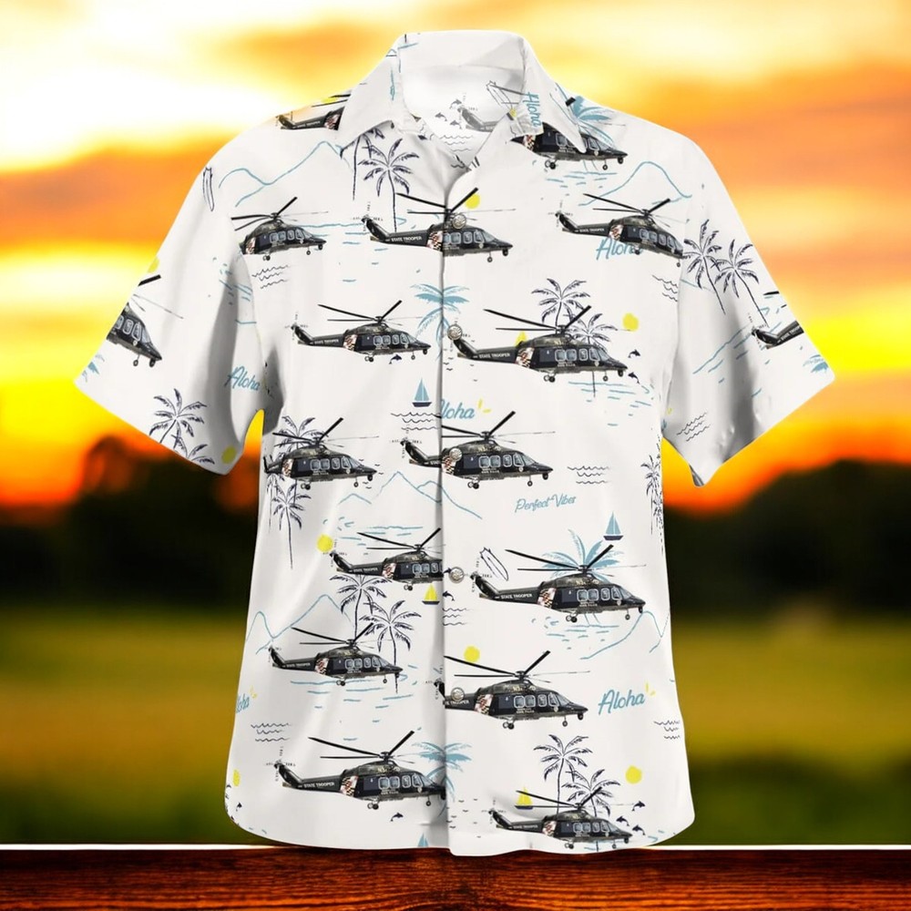 Maryland State Police Trooper 5 Helicopter Hawaiian Shirt – Vibrant Tropical Design for Aviation Enthusiasts