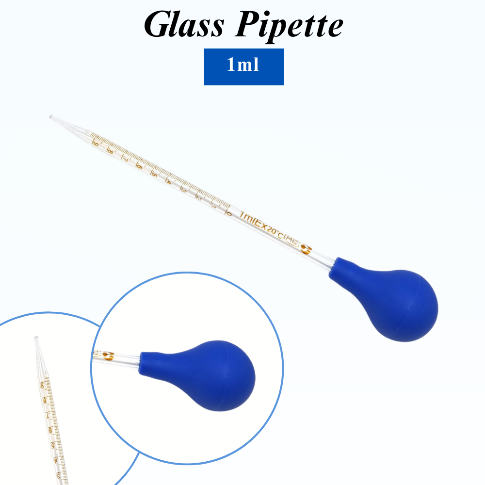 1ml Glass Graduated Lab Pipette Droppers for Transfer Liquids & Essential Oils