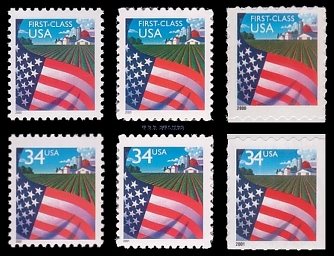 Complete Set of 6 Flag Over Farm 34c MNH Stamps – 3448 3449 3450 3469 3470 3495 – Shop Now-image