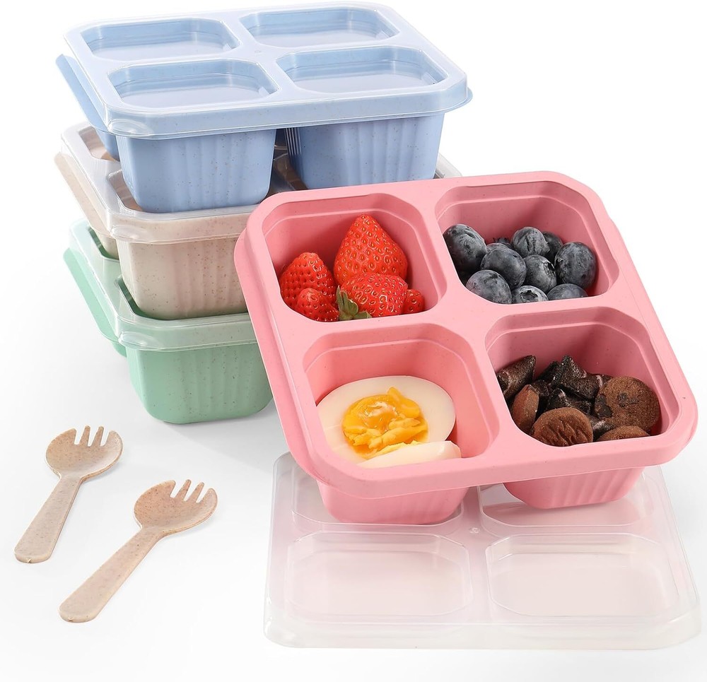 DIMBRAH 4-Pack Reusable Multicolor Snack and Lunch Box Containers