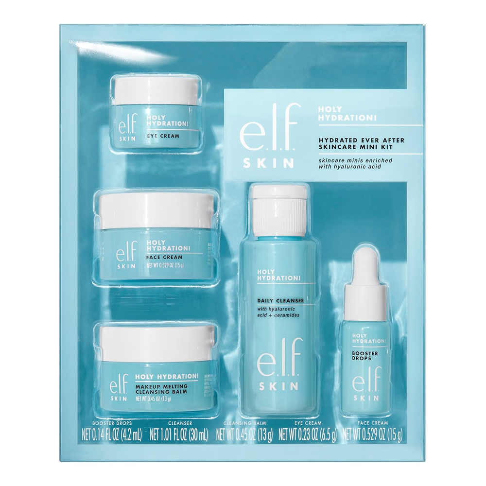 E.L.F. SKIN Holy Hydration Hydrated Ever after Skincare Mini Kit Cleanser Mak