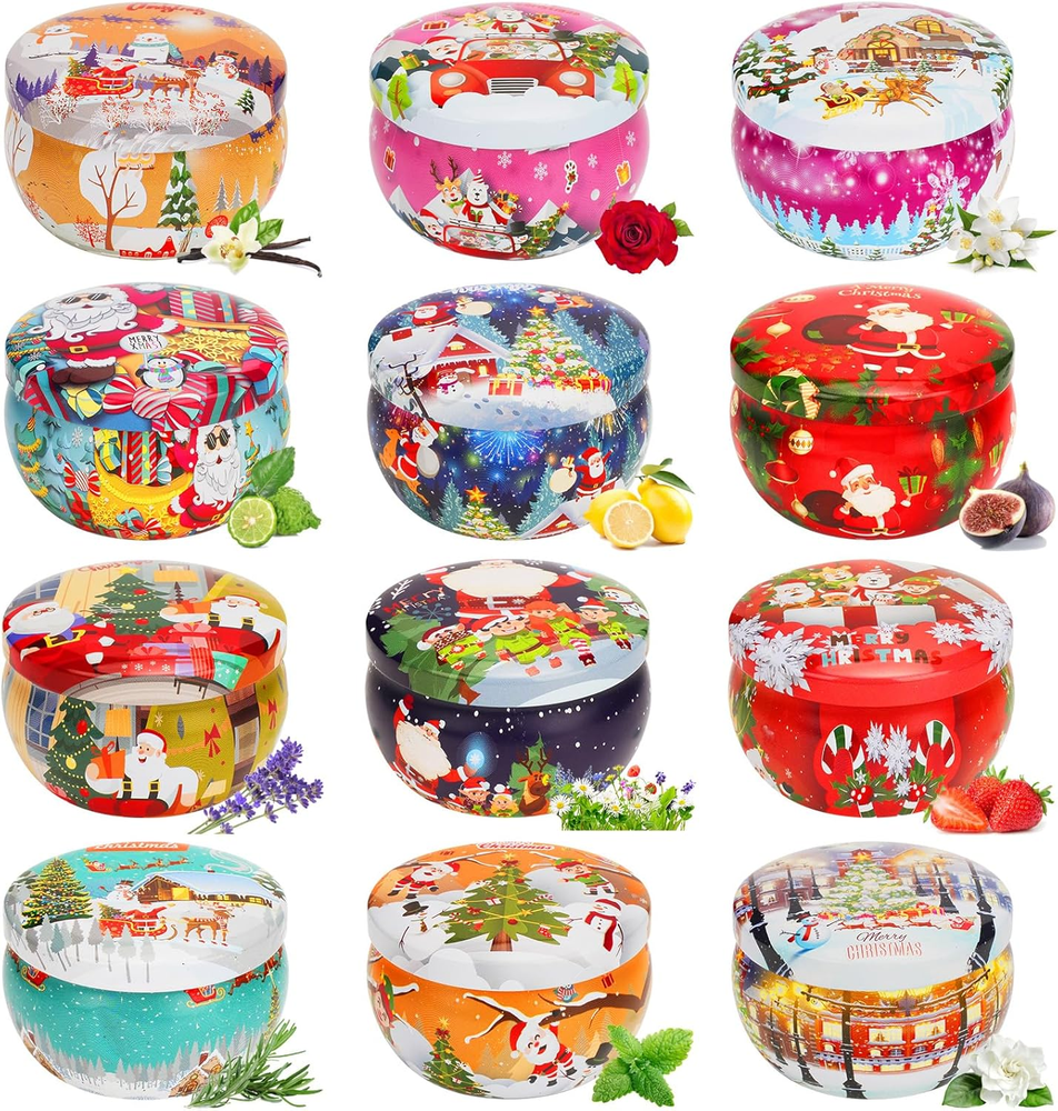 12 PCS Christmas Candles Scented Candles for Home 2.5Oz Aromatherapy Candle Gift
